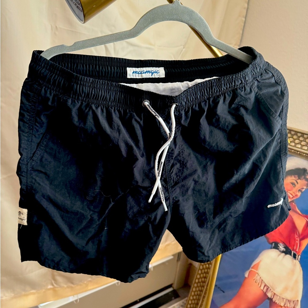 All black swim trunks